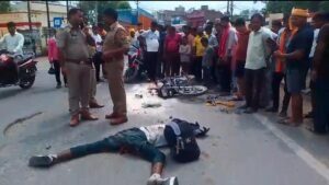 बांदा 30 जून 26* तेज रफ्तार ट्रक ने बाइक सवार को कुचला, मौके पर मौत – चालक ट्रक लेकर फरार*