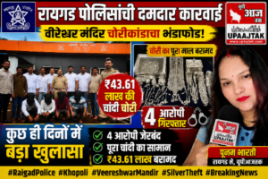 रायगड29जुलाई26*रायगड पोलिसांची दमदार कामगिरी! वीरेश्वर मंदिरातील ₹43.61 लाखांच्या चांदी चोरीचा उलगडा; 4 आरोपी जेरबंद