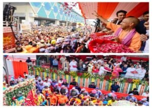 मेरठ8अगस्त2026*शिव भक्तों पर पुष्पवर्षा के बाद सीएम का सम्बोधन......*