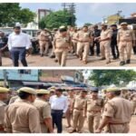 मथुरा 9 अगस्त 26 पुलिस अधीक्षक नगर एवं पुलिस अधीक्षक सुरक्षा एडीएम जनपद मथुरा द्वारा कृष्ण जन्मभूमि के पास फ्लैग मार्च*