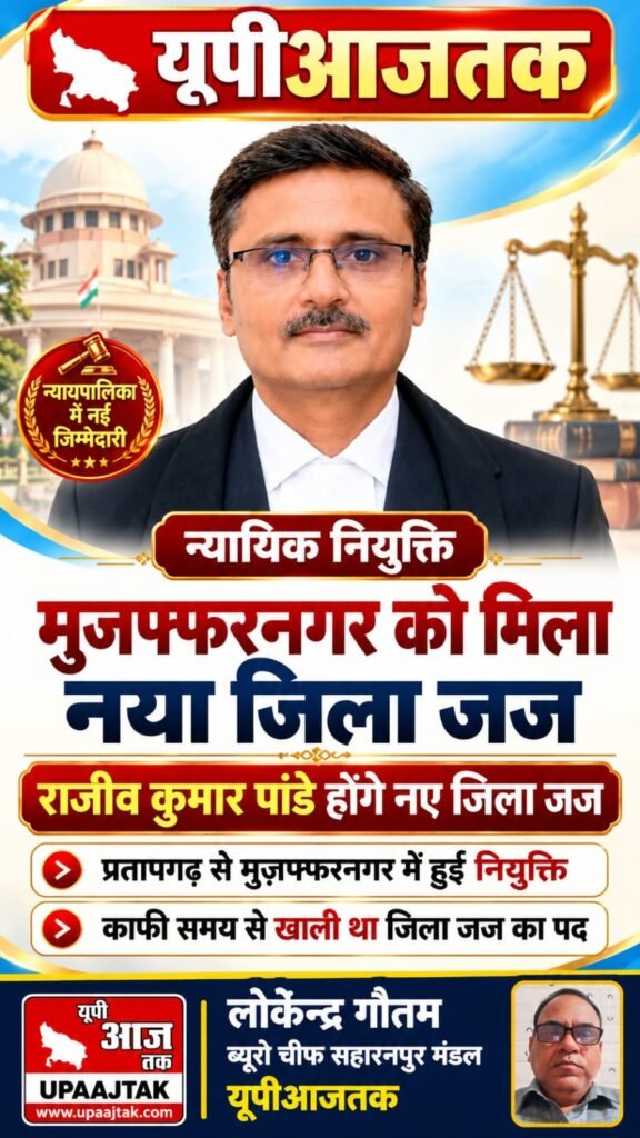 मुजफ्फरनगर 15 अक्टूबर 26 मुजफ्फरनगर को मिला नया जिला जज, राजीव कुमार पांडे संभालेंगे न्यायिक व्यवस्था की जिम्मेदारी