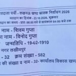 लखीमपुर खीरी23 अक्टूबर 26* – लखनऊ खंड स्नातक निर्वाचन की मतदाता पर्ची में 116 वर्ष उम्र दर्ज होने