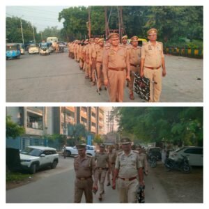 कानपुर नगर 10 अक्टूबर 26*त्योहारों से पहले पनकी पुलिस का फ्लैग मार्च संवेदनशील इलाकों में बढ़ाई निगरानी*