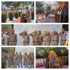 मथुरा21अक्टूबर26* मथुरा रिजर्व पुलिस लाइन में शहीद स्मारक स्थल पर स्मृति दिवस गरिमापूर्ण एवं सुसज्जित ढंग से मनाया गया